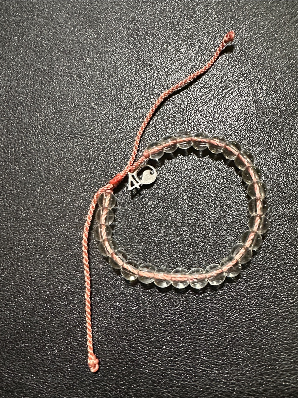 4Ocean Clear 6.4mm Glass Beaded Adjustable Bracelet